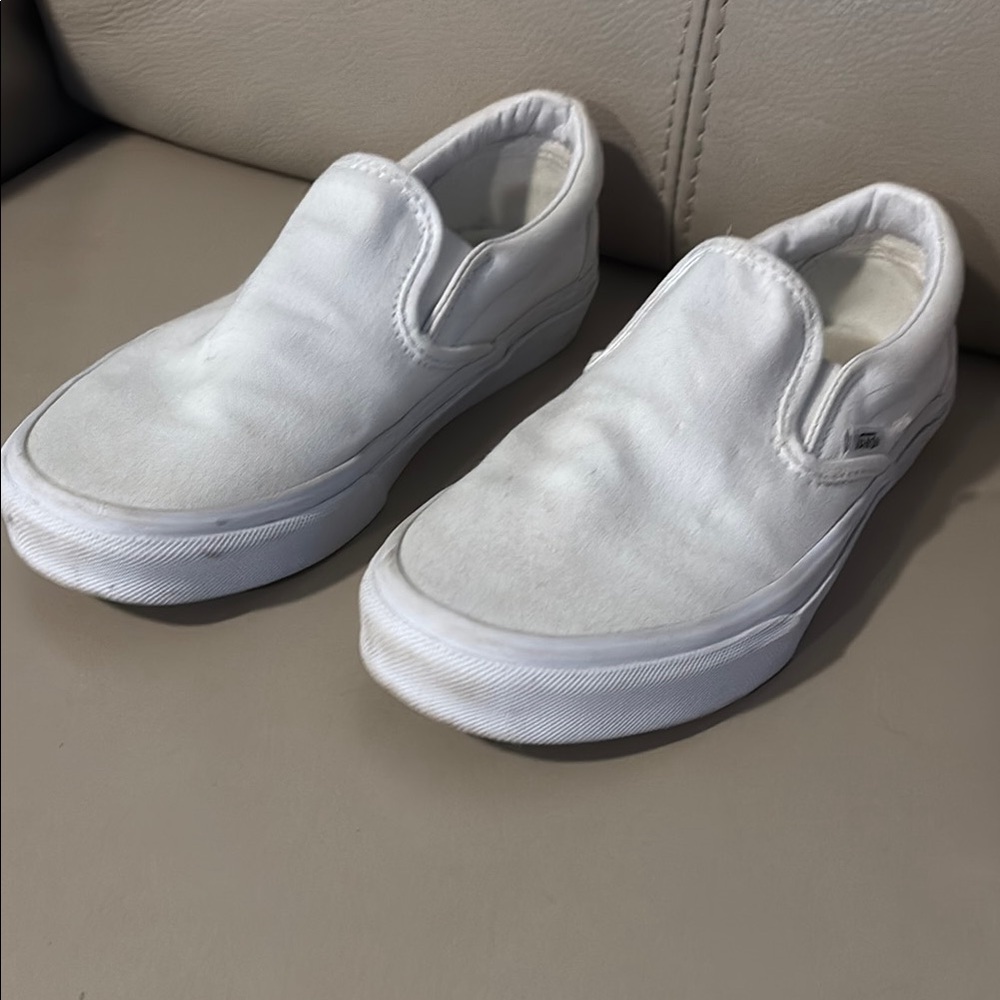 Vans White Slip-On Sneakers Canvas Laceless Design